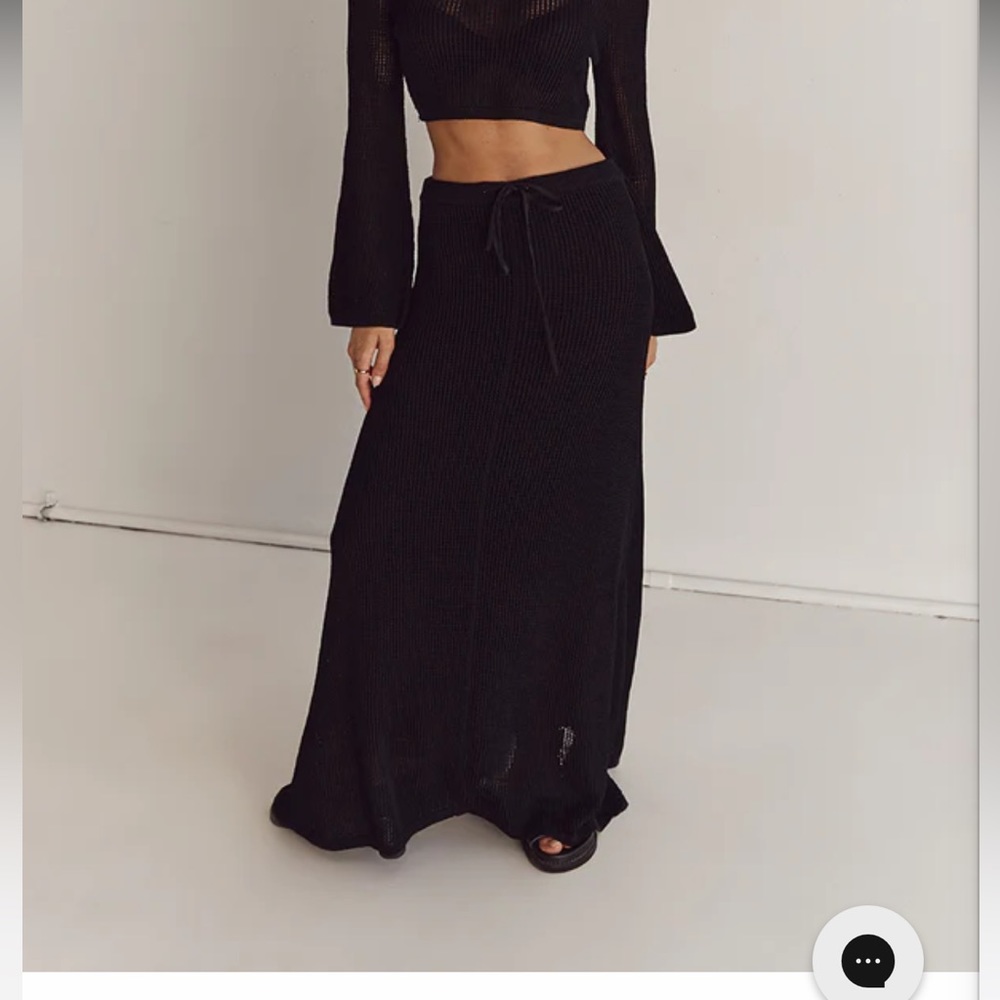DISSH OPHELIA BLACK CROCHET MAXI SKIRT